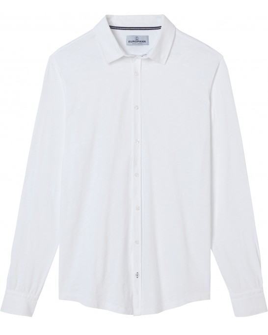STUART - Camicia slim-fit in cotone fine tinta unita, bianco
