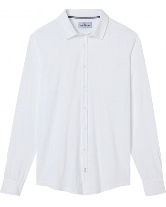 STUART - Chemise en coton fin uni slim-fit, blanc