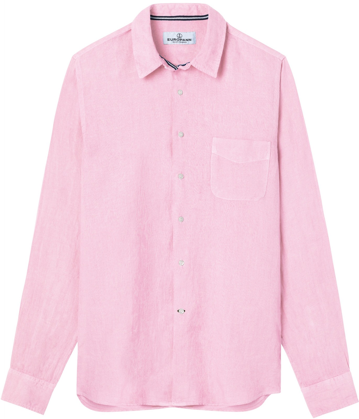 Diva - Plain Linen Shirt Pink 3XL Pink Europann