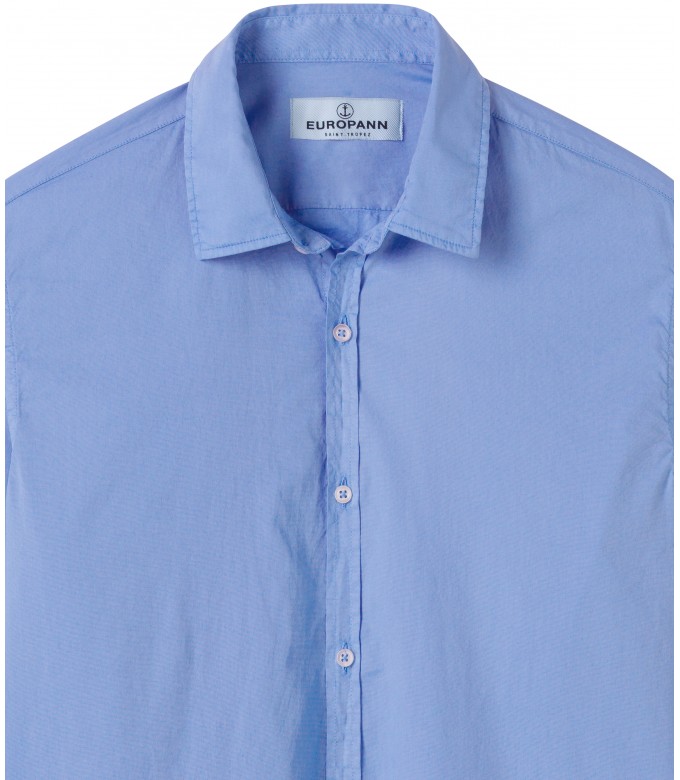 VARDY - Casual plain cotton voile shirt, ocean
