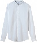 STAN - Plain linen shirt with mao collar white