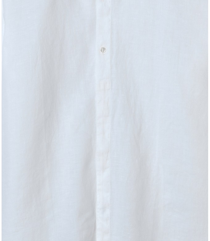 STAN - Chemise décontractée en lin col mao, blanche 