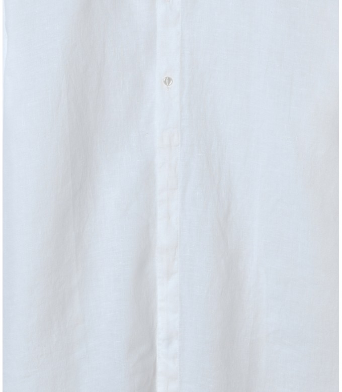 STAN - Chemise décontractée en lin col mao, blanche 