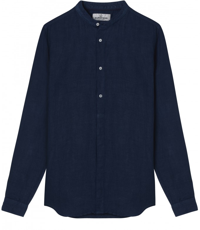 STAN - Linen shirt, mao collar, ink 