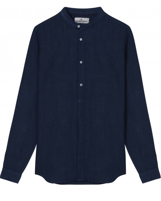 STAN - Linen shirt, mao collar, ink 