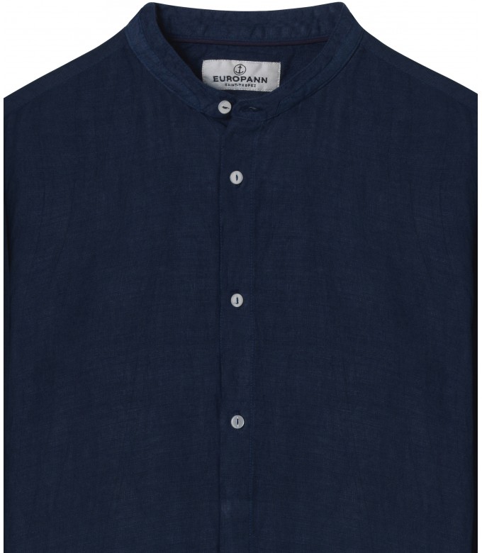 STAN - Linen shirt, mao collar, ink 