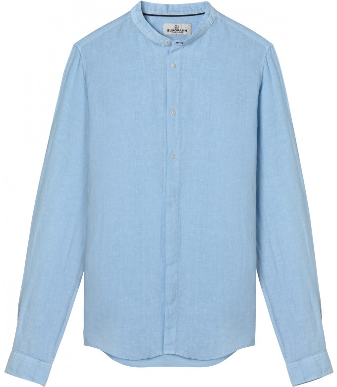 STAN - Linen shirt, Mao collar, sky blue