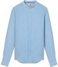 STAN - Plain linen shirt with mao collar sky blue