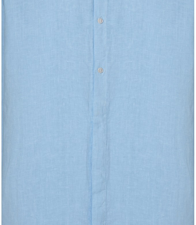STAN - Lässiges Leinenhemd mit Mao-Kragen, himmelblau