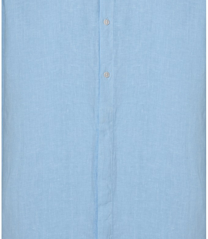 STAN - Linen shirt, Mao collar, sky blue