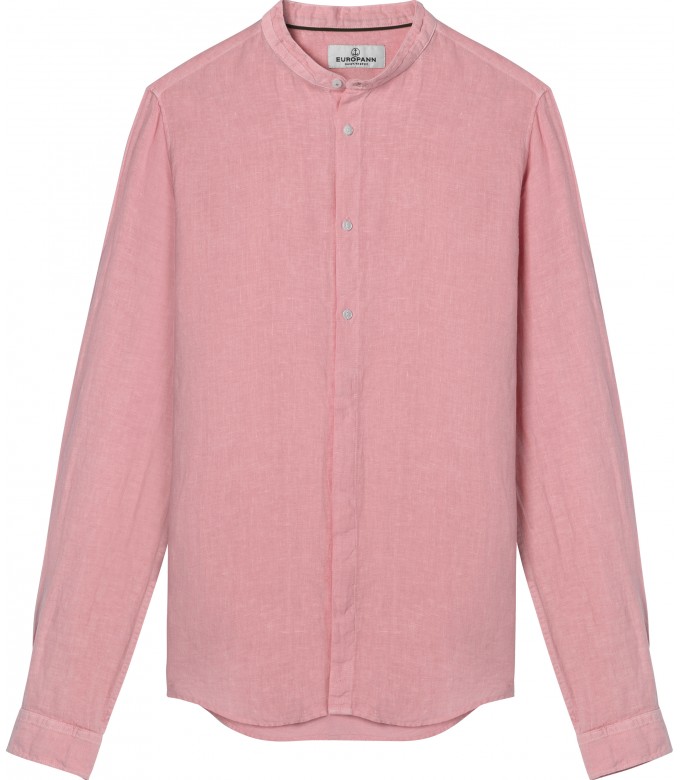 STAN - Linen shirt, mao collar, pink