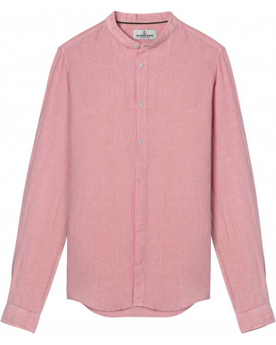 STAN - Linen shirt, mao collar, pink