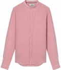STAN - Plain linen shirt with mao collar pink