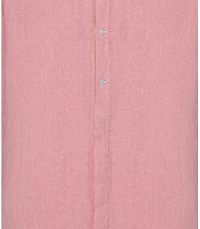 STAN - Plain linen shirt with mao collar pink