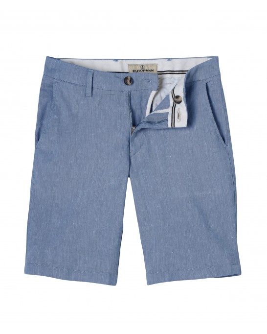 TURNER - Bermuda slim fit lin chiné, ciel