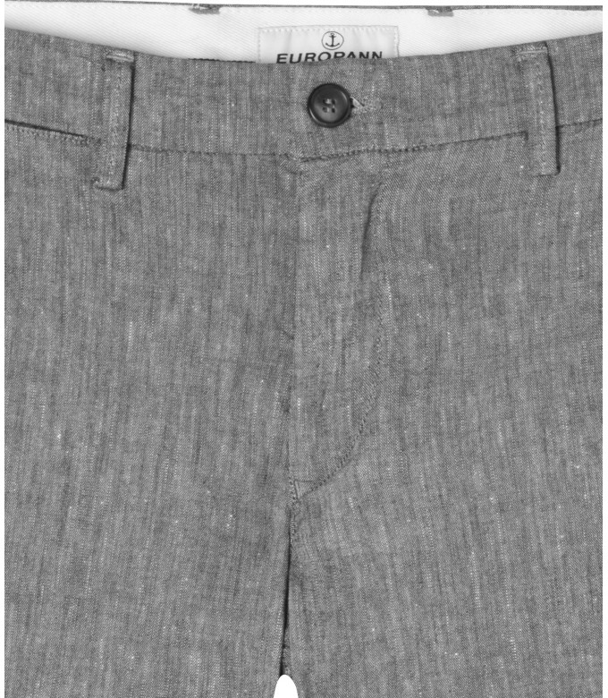 GORDON - Pantalon chino slim fit lin chiné, acier