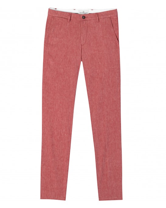 GORDON - Regular pants in mottled red linen