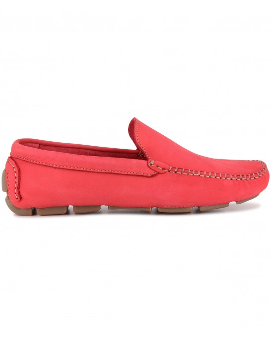 MONZA - Mocassin en nubuck, rouge