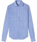 TENNIS - Chemise rayures lin bleu