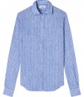 TENNIS -Linen striped shirt blue