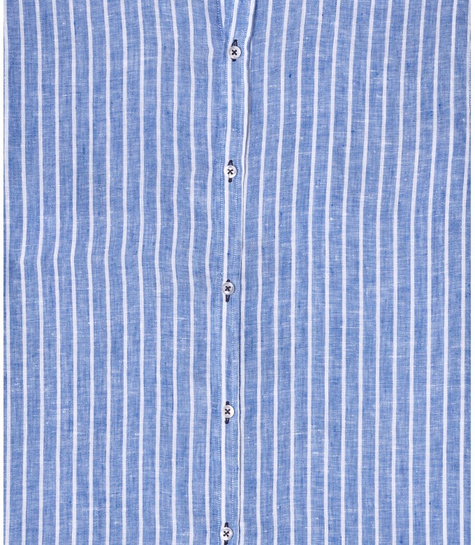 TENNIS - Classic cut shirt in blue striped linen