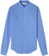 STAN - Linen decontract shirt Mao collar, ocean blue 
