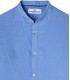 STAN - Linen decontract shirt Mao collar, ocean blue 