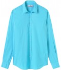 VARDY - Chemise unie voile de coton bleu turquoise