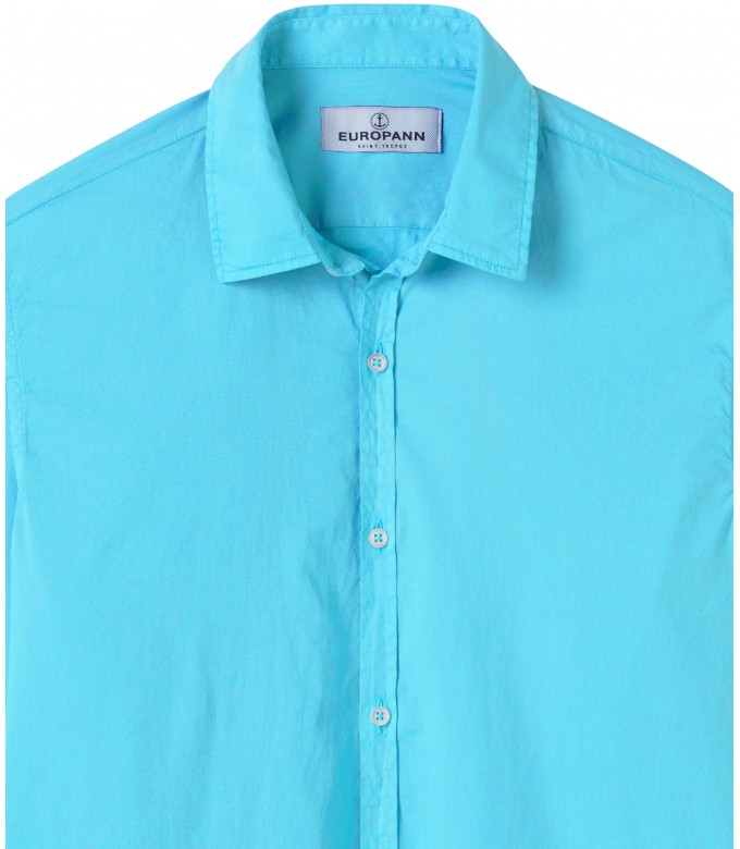 VARDY - Casual plain cotton voile shirt, turquoise