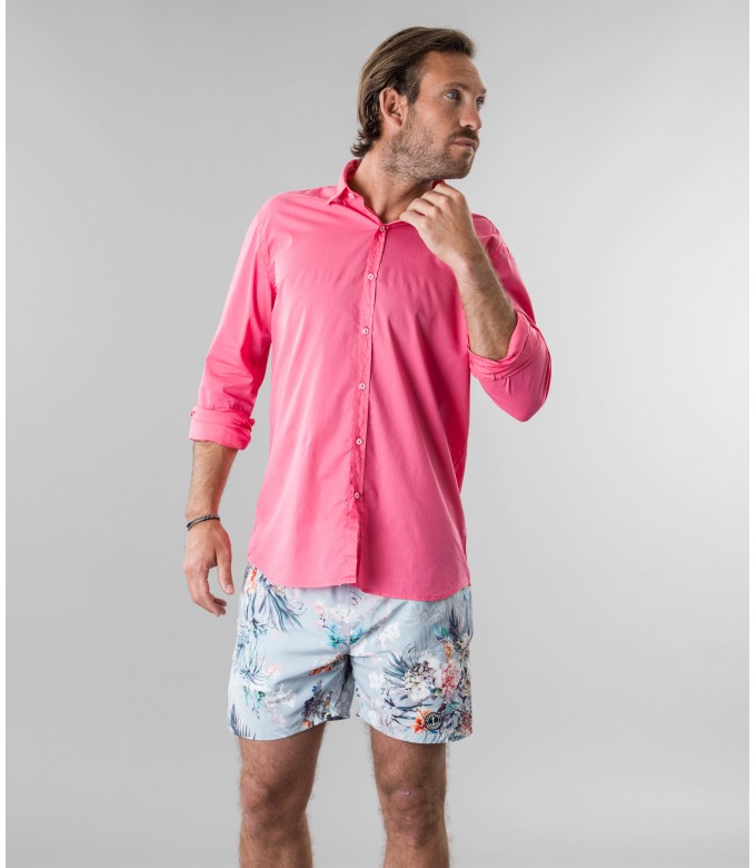 VARDY - Chemise en voile de coton unie décontractée, fushia