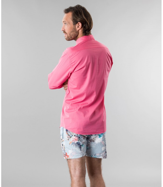 VARDY - Chemise en voile de coton unie décontractée, fushia