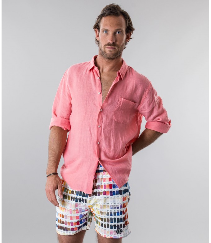 DIVA - Plain linen shirt fushia pink