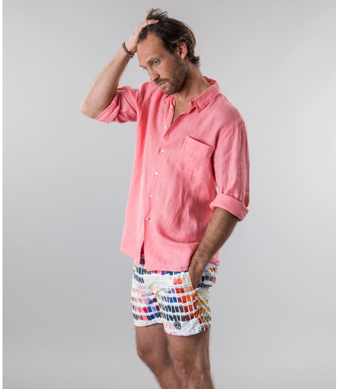 DIVA - Plain linen shirt fushia pink