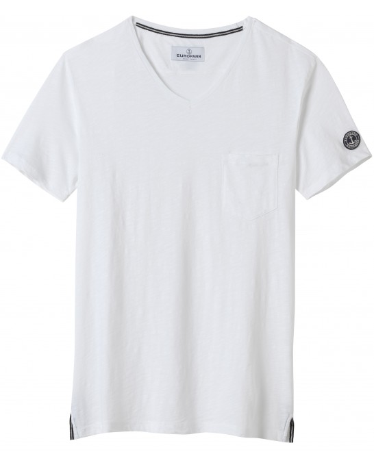 NECK - Tee-shirt col V en coton, blanc