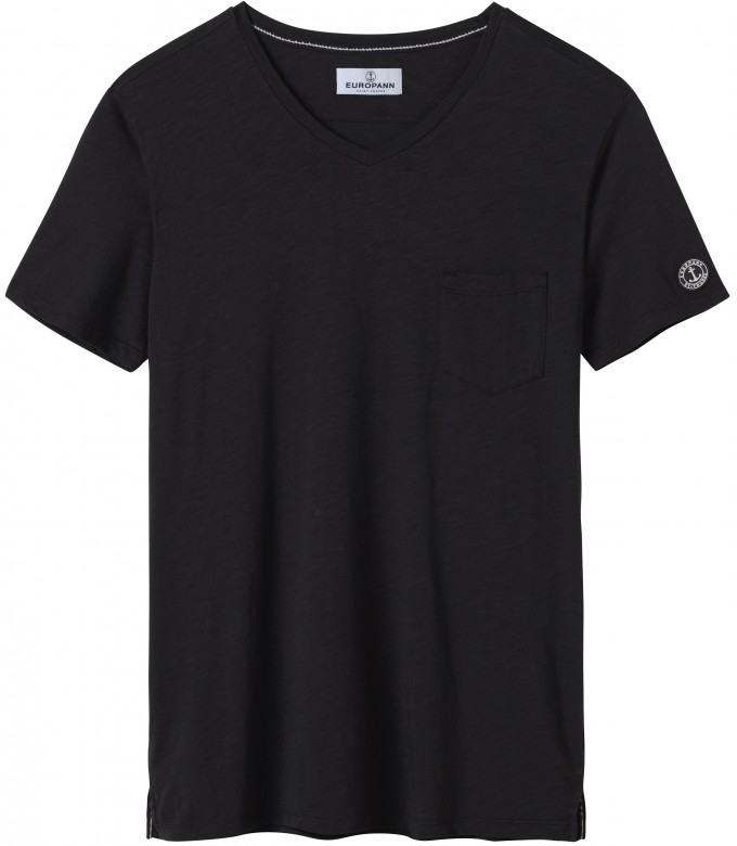 NECK - Tee-shirt col V en coton, noir