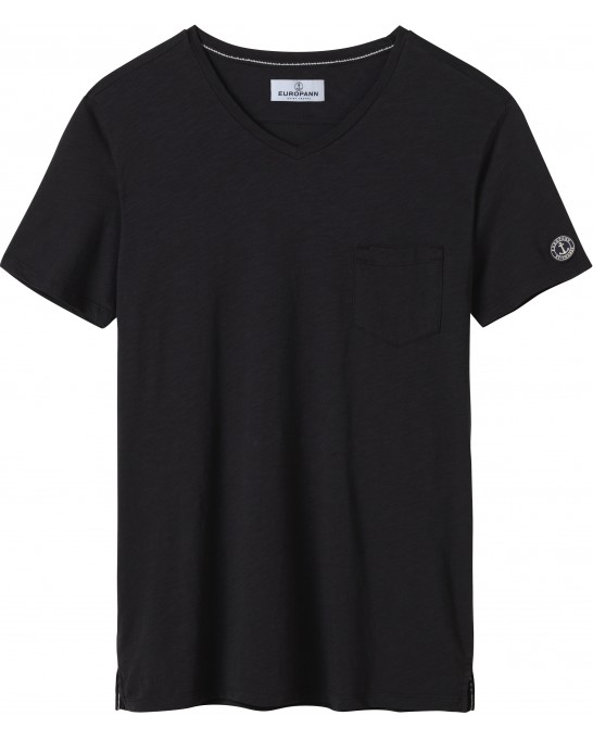 NECK - Tee-shirt col V en coton, noir