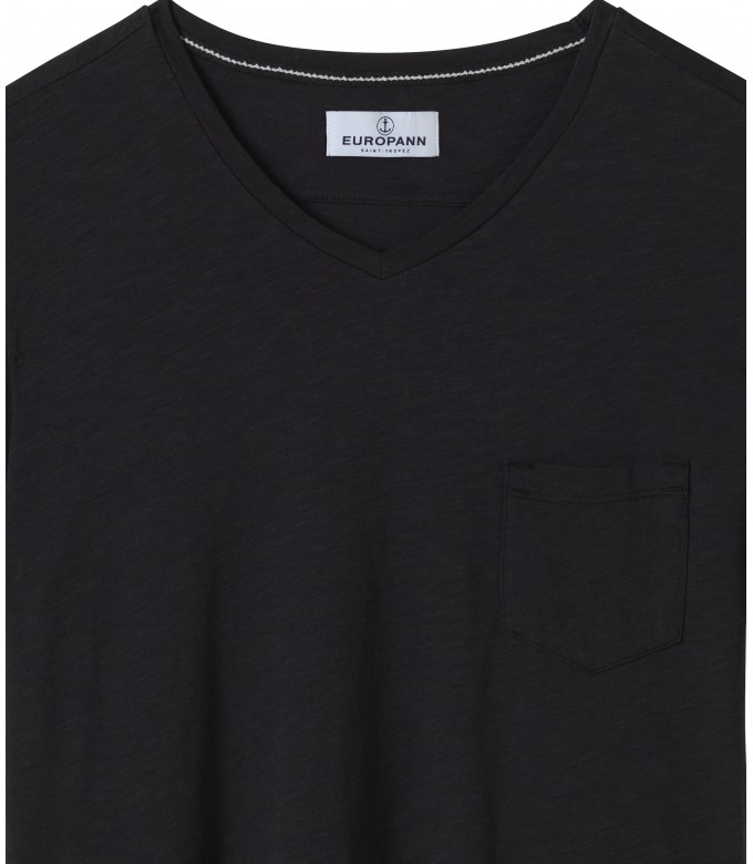 NECK - Cotton V-neck tee-shirt, black
