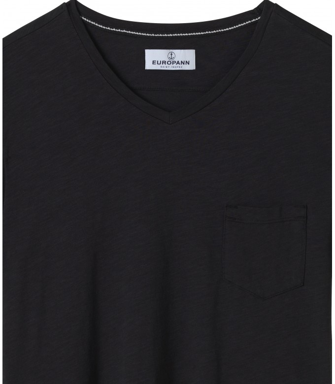 NECK - Tee-shirt col V en coton, noir