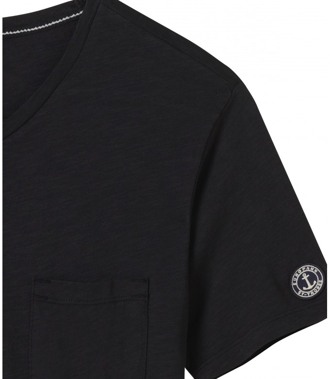 NECK - Cotton V-neck tee-shirt, black