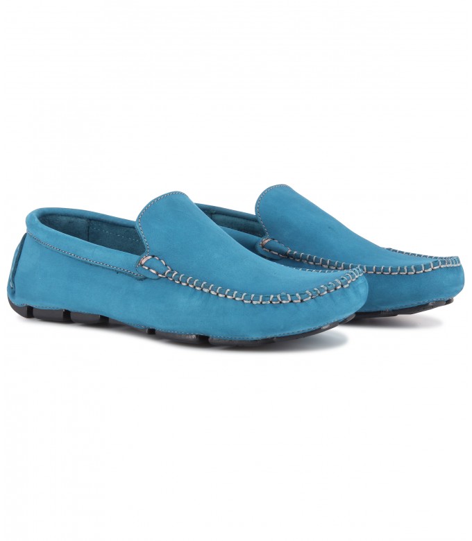 MONZA - Mocassin en nubuck, bleu