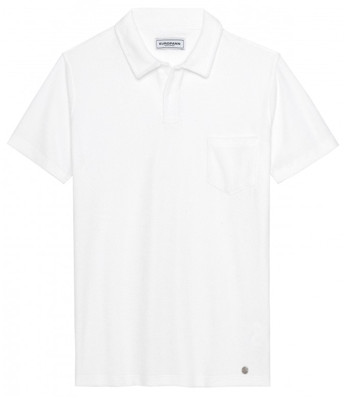 MITCH - Towelling white polo shirt