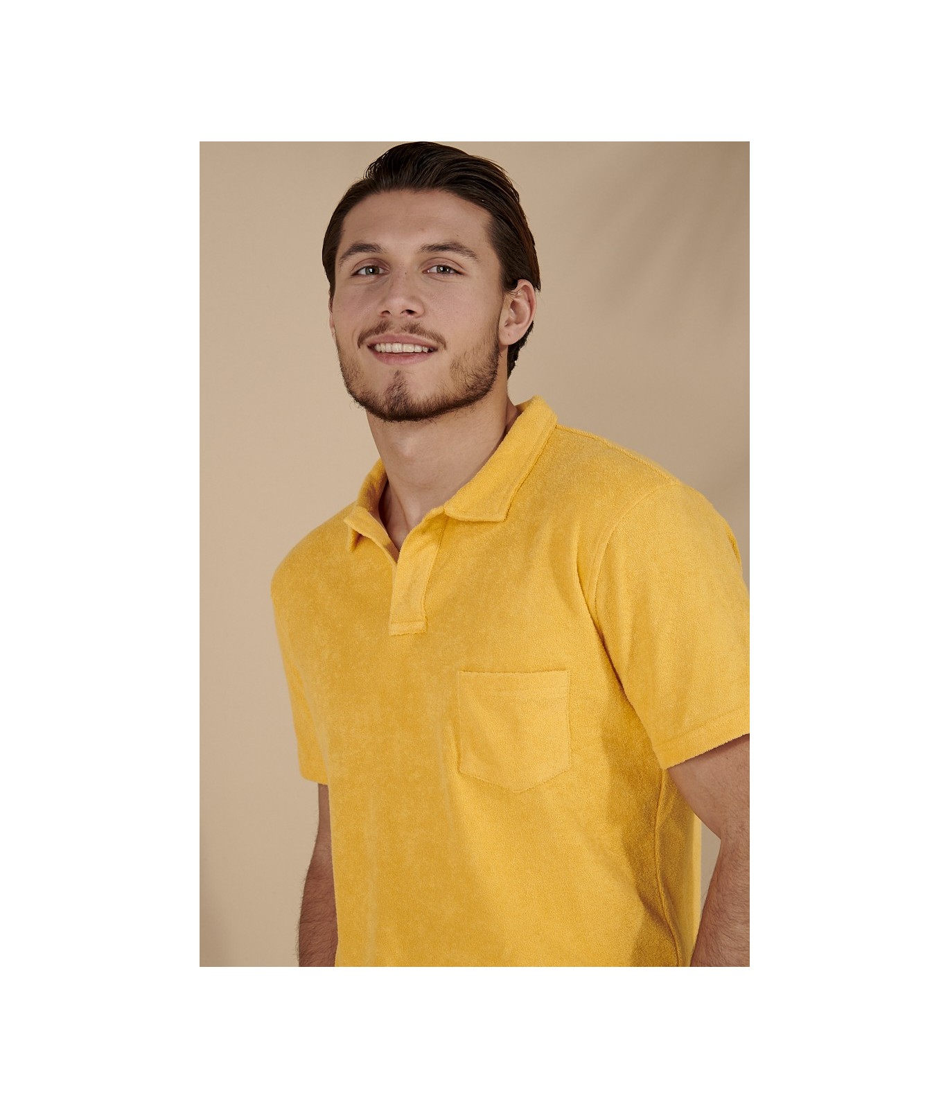 Yellow towelling polo for men Quality brand Europann