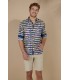 ROSS - Pantone's colors-print linen shirt navy