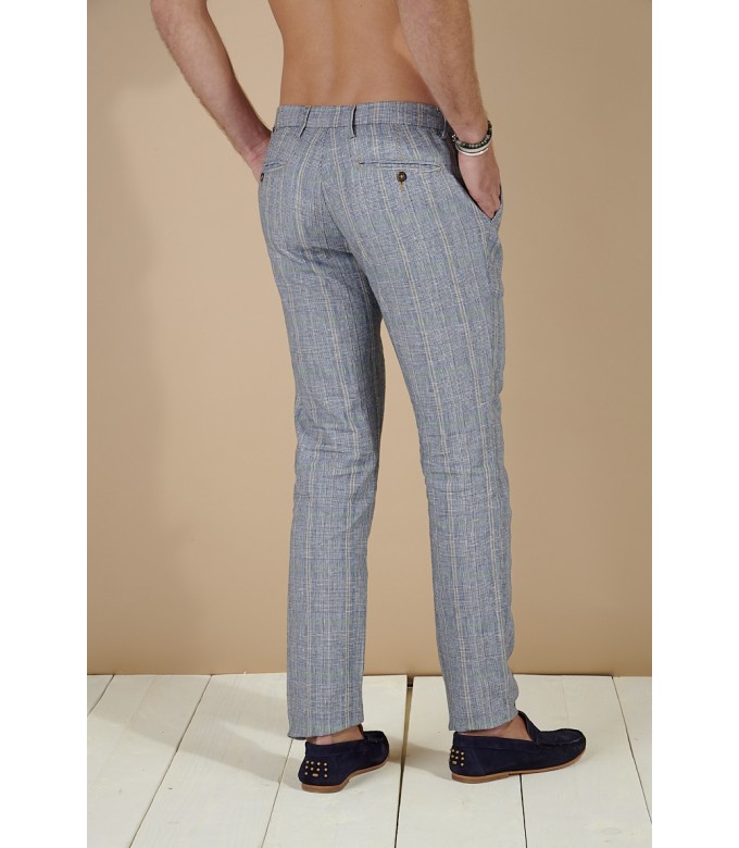 PANTALON A CARREAU PHIL BLEU MARINE