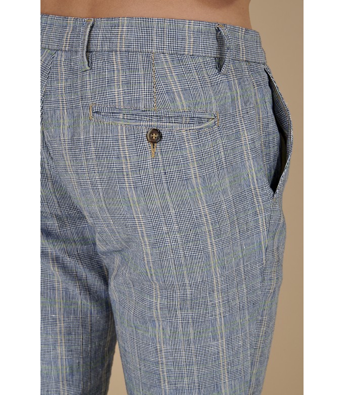 PANTALON A CARREAU PHIL BLEU MARINE