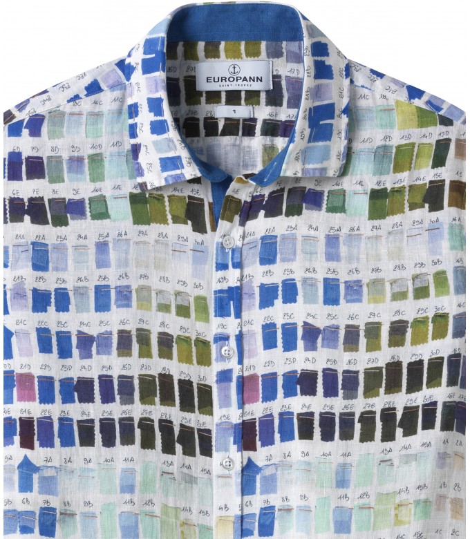 ROSS - Chemise en lin regular à imprimé couleurs pantones blanche
