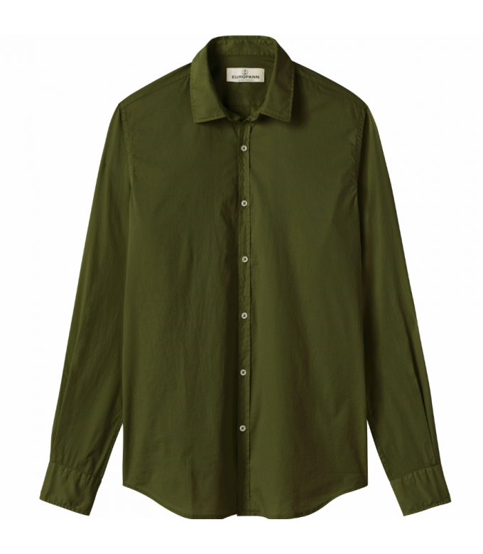 VARDY - Casual cotton-voile shirt, kaki