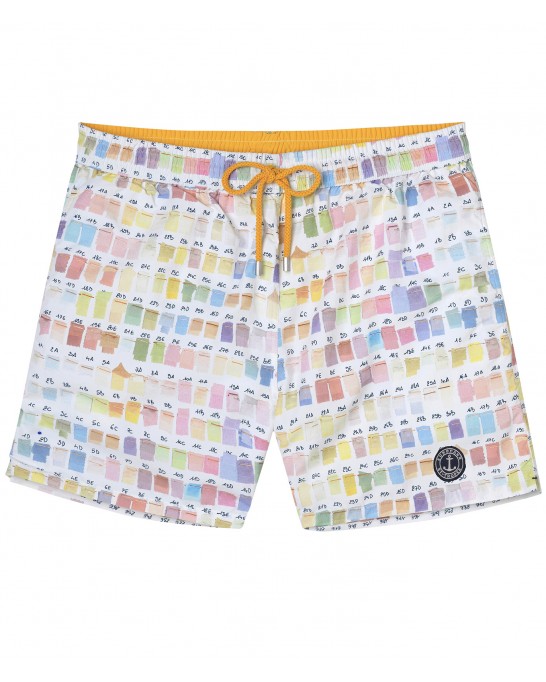 BORNEO- Shorts de banho com estampa Pantone, em tons pastéis