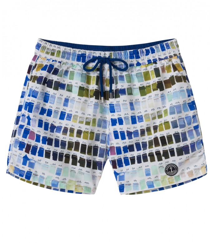 BORNEO - Pantone printed swim shorts, white
