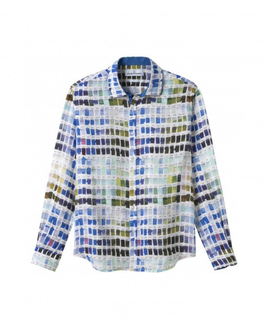 ROSS - Pantone's colors-print linen shirt white